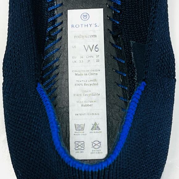 Rothy's Ballet Flats Size 6 Blue Knit Eco-Friendly Sustainable Vegan Round-Toe - Picture 6 of 16